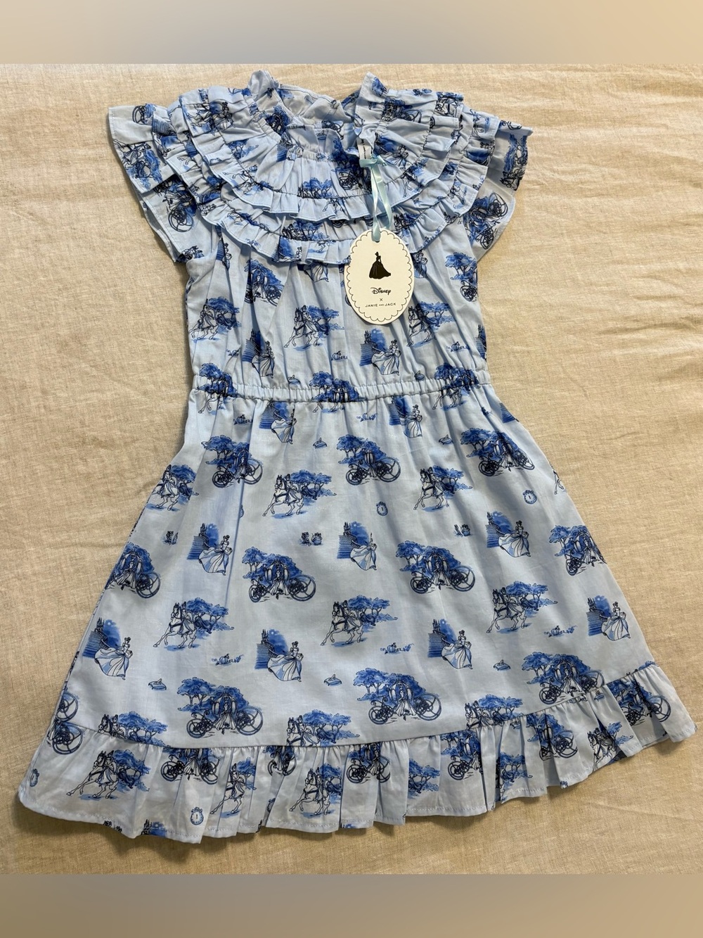 NWT Disney x Janie and Jack Blue Cinderella Ruffle Dress Size 6